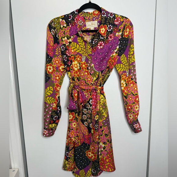 Flora Bea Natalee Dress - Blueberry Hill - 100% Silk - Small - Picture 2 of 9